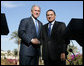 President George W. Bush and Egypt's President Hosni Mubarak shake hands after their joint availability Wednesday, Jan. 16, 2008 in Sharm El Sheikh, Egypt. President Bush visited the seaside town on the final stop of his eight-day, Mideast trip. White House photo by Chris Greenberg