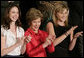 Mrs. Laura Bush and her daughters, Barbara, left, and Jenna applaud from the First Lady's box at the U.S. Capitol, as President George W. Bush delivers his State of the Union Address Monday, Jan. 28, 2008. White House photo by Shealah Craighead
