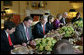 President George W. Bush speaks with television correspondents Monday, Jan. 28, 2008, during a luncheon at the White House prior to his final State of the Union speech later this evening. White House photo by Eric Draper