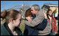 President George W. Bush comforts a resident of Lafayette, Tennessee during his tour Friday, Feb. 8, 2008, of the destruction left in the wake of Tuesday's deadly tornadoes. White House photo by Chris Greenberg