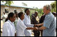 President George W. Bush greets and thanks the staff of the Meru District Hospital Monday, Feb. 18, 2008, for their work at the hospital's outpatient clinic in Arusha, Tanzania. White House photo by Eric Draper