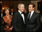 President Bush and First Lady Laura Bush walk with California Governor Arnold Schwarzenegger at a State Dinner for the Nation's Governors, Sunday, February 24, 2008 at the White House, in Washington D.C. White House photo by Joyce N. Boghosian