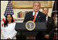 President George W. Bush is joined by Cuban political activists Miguel Sigler Amaya and his wife, Josefa Lopez Pena as he delivers a statement Friday, March 7, 2008, on the state of Cuba. Said the President, "As I told the Cuban people last October, a new day for Cuba will come. Until that day comes, the United States will continue to shine a bright and revealing light on Cuba's abuses. We will continue to tell the stories of Cuba's people, even when a lot of the world doesn't want to hear them. And we will carry this refrain in our hearts: Viva Cuba Libre." White House photo by Chris Greenberg