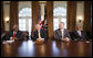 President George W. Bush and Caribbean leaders Prime Minister Hubert Ingraham of the Bahamas, Prime Minister David Thompson of Barbados and Belize Prime Minister Dean Barrow meet in the Cabinet Room Thursday, March 20, 2008, at the White House. White House photo by Eric Draper