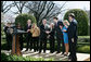 President George W. Bush thanks the council members from the President's Council on Physical Fitness and Sports following his announcement of the National President's Challenge Thursday, March 20, 2008 in the East Garden at the White House. The National President's Challenge is a six-week physical activity challenge beginning March 20th designed to get America up and moving 30 minutes a day, five days a week. White House photo by Chris Greenberg