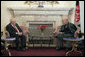 Vice President Dick Cheney meets with President Hamid Karzai of the Islamic Republic of Afghanistan Thursday, March 20, 2008 at Gul Khana Palace in Kabul. During the meeting the Vice President reaffirmed the bonds of friendship and cooperation between the United States and Afghanistan and ensured continued U.S. leadership in helping the people of Afghanistan rebuild their country. White House photo by David Bohrer