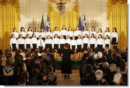 The Greek Orthodox Archdiocesan Metropolitan Youth Choir performs at the Celebration of Greek Independence Day Tuesday, March 25, 2008, in the East Room of the White House. White House photo by Joyce N. Boghosian