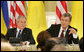 President George W. Bush and Ukraine’s President Viktor Yushchenko attend a joint press availability Tuesday, April 1, 2008, during a joint press availability at the Presidential Secretariat in Kyiv. White House photo by Chris Greenberg
