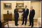 President George W. Bush meets with General David Petraeus, Commander of the Multi-National Force-Iraq, and U.S. Ambassador to Iraq Ryan Crocker Thursday, April 10, 2008, at the White House. White House photo by Eric Draper