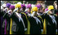 Members of the Knights of Columbus salute during the welcoming ceremony for Pope Benedict XVI, Wednesday, April 16, 2008, on the South Lawn of the White House. White House photo by Shealah Craighead