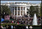 Pope Benedict XVI delivers a message to thousands of invited guests Wednesday, April 16, 2008, on the South Lawn of the White House. White House photo by Grant Miller