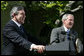 Prime Minister Gordon Brown of the United Kingdom, and President George W. Bush break out in laughter as they respond to a reporter's questions Thursday, April 17, 2008, during a joint press availability at the White House. White House photo by Joyce N. Boghosian
