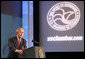 President George W. Bush delivers remarks Friday, April 18, 2008, during the America's Small Business Summit 2008 at the Renaissance Washington, D.C. Sponsored by the U.S. Chamber of Commerce, America’s Small Business Summit 2008 provides U.S. Chamber of Commerce members and other small business owners with an opportunity to participate in sessions on relevant policy and management issues. White House photo by Chris Greenberg