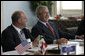 President George W. Bush shares a laugh with NBC Universal CEO Jeff Zucker Tuesday, April 22, 2008, during a meeting with the North American Competitiveness Council, attended by Mexico's President Felipe Calderon and Canada's Prime Minster Stephen Harper at the 2008 North American Leaders' Summit in New Orleans. White House photo by Joyce N. Boghosian