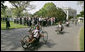 Members of the Wounded Warrior Project's Soldier Ride ride along the South Lawn drive at the White House Thursday, April 24, 2008, during the kick off of the annual "Soldier Ride: White House to Lighthouse Challenge" bike ride. White House photo by Joyce N. Boghosian
