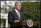President George W. Bush delivers a statement Friday, April 25, 2008, on the South Grounds of the White House regarding the economic stimulus rebate checks. "I'm pleased that the Treasury Department has worked quickly to get the money into the hands of the American people. Starting Monday, the effects of the stimulus will begin to reach millions of households across our country." White House photo by Joyce N. Boghosian