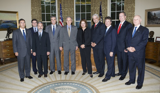 President George W. Bush meets with Co-Chairs of the U.S. Brazil CEO Forum Monday, April 28, 2008, in the Oval Office. Said the President afterwards, "It is my honor to welcome the U.S.-Brazil CEO Forum here to Washington. It's an indication of the importance that we both place on our bilateral relations. Brazil is a very powerful, very important country in our neighborhood, and it's really important for this administration and future administrations to work closely with the Brazilian government, like it is important for our respective business communities to work closely together." White House photo by Chris Greenberg