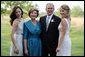 President George W. Bush and Mrs. Laura Bush pose with daughters Jenna and Barbara Saturday, May 10, 2008, at Prairie Chapel Ranch in Crawford, Texas, prior to the wedding of Jenna and Henry Hager. White House photo by Shealah Craighead
