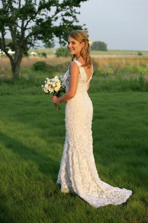 Jenna Bush poses for a photographer Saturday, May 10, 2008, prior to her wedding to Henry Hager at Prairie Chapel Ranch near Crawford, Texas. White House photo by Shealah Craighead