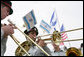 An Israeli band performs during the arrival ceremony Wednesday, May 14, 2008, for President George W. Bush and Mrs. Laura Bush upon their arrival at Ben Gurion International Airport in Tel Aviv. White House photo by Chris Greenberg