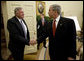 President George W. Bush meets with George Lisicki, the National Commander-In-Chief of the Veterans of Foreign Wars, Wednesday, May 21, 2008, in the Oval Office. White House photo by Chris Greenberg