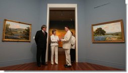  Mrs. Laura Bush tours the Ogden Museum for Southern Art Friday, May 30, 2008, in New Orleans. Mrs. Bush viewed paintings of Southern landscape, New Orleans' famed French Quarter, and other works of art in the museum's gallery.  White House photo by Shealah Craighead