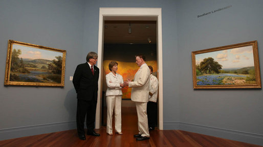  Mrs. Laura Bush tours the Ogden Museum for Southern Art Friday, May 30, 2008, in New Orleans. Mrs. Bush viewed paintings of Southern landscape, New Orleans' famed French Quarter, and other works of art in the museum's gallery. White House photo by Shealah Craighead
