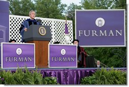 President George W. Bush addresses graduating seniors, faculty and guests as he gives the commencement address to the Class of 2008 at Furman University in Greenville, SC. White House photo by Chris Greenberg