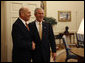 President George W. Bush welcomes Prime Minister Ehud Olmert of Israel to the Oval Office Wednesday, June 4, 2008. White House photo by Joyce N. Boghosian