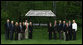 Mrs. Laura Bush poses with directors of the Presidential Libraries Wednesday, June 4, 2008, during their visit to Camp David in Thurmont, Maryland. White House photo by Shealah Craighead