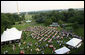 Picnic tables and tents cover the South Lawn of the White House for the annual Congressional Picnic Thursday evening, June 5, 2008, hosted for members of Congress and their families. White House photo by Grant Miller