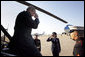 President George W. Bush gives a salute upon his arrival to Andrews Air Force Base Monday, June 9, 2008, before boarding Air Force One on a week-long trip to Europe. White House photo by Eric Draper