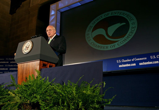 Vice President Dick Cheney delivers remarks to the Board of Directors of the U.S. Chamber of Commerce Wednesday, June 11, 2008, in Washington, D.C. White House photo by David Bohrer