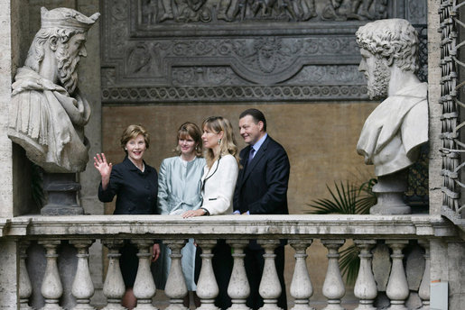 Mrs. Laura Bush is seen Friday, June 13, 2008, during a tour of the Mattei Palace in Rome. White House photo by Shealah Craighead
