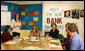 Mrs. Laura Bush particiaptes in a Northern Ireland Youthbank training activity in Belfast, Northern Ireland, Monday, June 16, 2008. The Youthbank students review a grant application and then vote on accepting or declining the application for funding. White House photo by Shealah Craighead