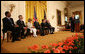 President George W. Bush welcomes the recipients of the Presidential Medal of Freedom during his remarks at the presentation of the Presidential Medal of Freedom ceremony Thursday, June 19, 2008, in the East Room of the White House. White House photo by Shealah Craighead
