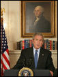 President George W. Bush issues a statement on the legislative agenda Thursday, June 26, 2008, in the Diplomatic Reception Room of the White House. Before it departs on recess, the President urged Congress to attend to outstanding business saying, "I asked the Democratic leaders to make the last two days before their recess productive. I, of course, wish the members to have a great 4th of July week, and I'm looking forward to working with them to address critical issues facing our nation when they return." White House photo by Chris Greenberg