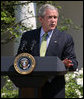 President George W. Bush addresses the media Wednesday, July 2, 2008, as he delivers a statement in the Rose Garden regarding the upcoming 2008 G8 Summit in Japan. White House photo by Joyce N. Boghosian