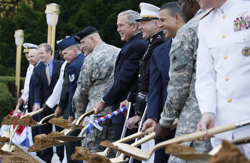 President George W. Bush participates in the ceremonial groundbreaking for the Walter Reed National Medical Center Thursday, July 3, 2008, in Bethesda, Md. White House photo by Eric Draper