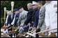 President George W. Bush participates in the ceremonial groundbreaking for the Walter Reed National Medical Center Thursday, July 3, 2008, in Bethesda, Md. White House photo by Eric Draper