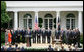 President George W. Bush delivers remarks prior to the signing of H.R. 6304, the Foreign Intelligence Surveillance Act Amendment Act of 2008, Thursday, July 10, 2008, in the Rose Garden of the White House. Joining President Bush at the signing ceremony are from left, Rep. Heather Wilson, R-N.M.; Rep. Jane Harman, D-Calif.; U.S. Attorney General Michael Mukasey; Director of National Intelligence Admiral Michael McConnell; Rep. Mike Rogers, R-Mich.; Rep.Darrell Issa, R-Calif.; Rep. Dan Lungren, R-Calif., Rep. Louie Gohmert, R-Texas; Utah Senator Orrin Hatch, Vice President Dick Cheney; Connecticut Senator Joe Lieberman; Arizona Senator Jon Kyl, Rep. John Boehner, R- Ohio; Rep. Pete Hoekstra, R- Mich.; Missouri Senator Kit Bond, Rep. Roy Blunt, R-Mo.; Rep. Silvestre Reyes, D-Texas; Rep. Lamar Smith, R-Texas; and West Virginia Senator Jay Rockefeller. White House photo by Chris Greenberg