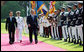 President George W. Bush, joined by South Korean President Lee Myung-bak, reviews an honor guard Wednesday, Aug. 6, 2008, at the Blue House presidential residence in Seoul. White House photo by Shealah Craighead