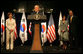 President George W. Bush and Mrs. Laura Bush receive a warm welcome during their visit Wednesday, Aug. 6, 2008, at the U.S. Embassy in Seoul. With them on stage are U.S. Ambassador to Korea Alexander "Sandy" Vershbow and Mrs. Lisa Vershbow. White House photo by Shealah Craighead