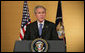 President George W. Bush addresses remarks Saturday, Aug.9, 2008 in Beijing, on the military conflict between Russia and Georgia. President Bush said he is concerned that the violence will endanger regional peace, and that the United States is working with European partners to lanuch international mediation. White House photo by Chris Greenberg