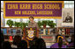 Mrs. Laura Bush addresses students and faculty Thursday, Aug. 14, 2008, at the Edna Karr High School in New Orleans, on the National Endowment for the Humanities' Picturing America initiative. The Picturing America program is a collection of American art offered to schools and public libraries to help educators teach American history and culture through art. White House photo by Shealah Craighead