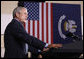 President George W. Bush addresses his remarks Wednesday, Aug. 20, 2008 at the historic Jackson Barracks in New Orleans, on the recovery of the Gulf Coast region three years after Hurricane Katrina. President Bush said, "I think the message here today is hope is being restored. Hope is coming back." White House photo by Eric Draper