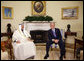 President George W. Bush meets with Kuwait's Prime Minister Sheik Nasser Al-Mohammed Al-Ahmed Al-Jaber Al-Sabah, Friday, Sept. 19, 2008, in the Oval Office of the White House. White House photo by Eric Draper