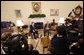 President George W. Bush is joined by Prime Minister Gordon Brown of the United Kingdom during a statement to reporters about their meeting in the Oval Office Friday, Sept. 26, 2008, at the White House. White House photo by Eric Draper