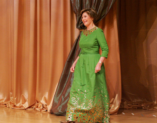 Mrs. Laura Bush is introduced at the 2008 National Book Festival Gala Performance Friday, Sept. 26, 2008, where Mrs. Bush delivered remarks at the Library of Congress in Washington, D.C. White House photo by Joyce N. Boghosian
