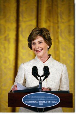 Mrs. Laura Bush delivers remarks during the National Book Festival Breakfast Saturday, Sept. 27, 2008, in the East Room of the White House. White House photo by Joyce N. Boghosian